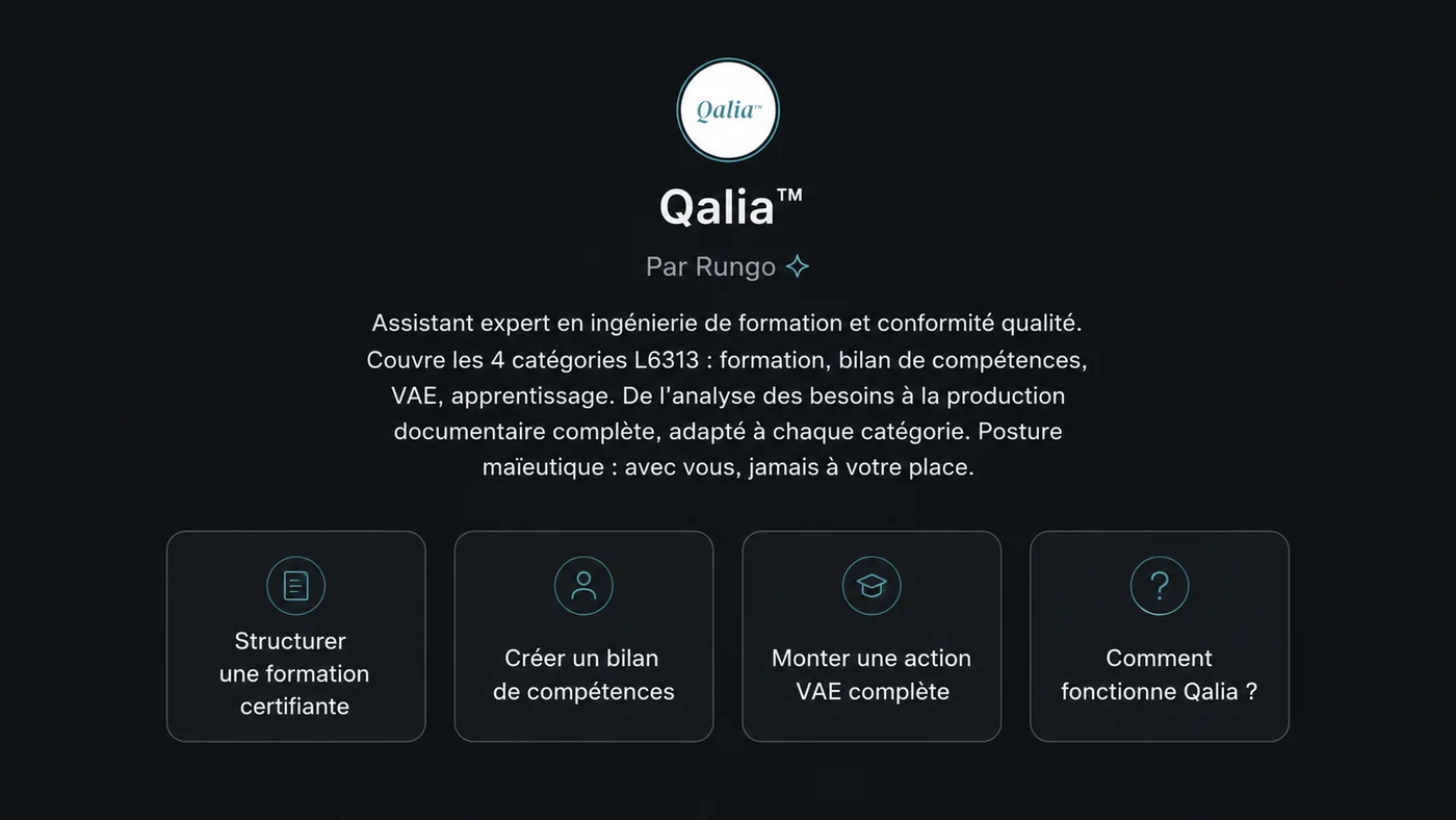 Interface Qalia : le dialogue guid&eacute; produit vos documents structur&eacute;s